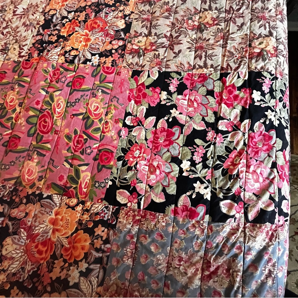 Anthropologie Rare Vintage Y2K Vibrant Floral Boho Quilt Queen - Picture 4 of 15